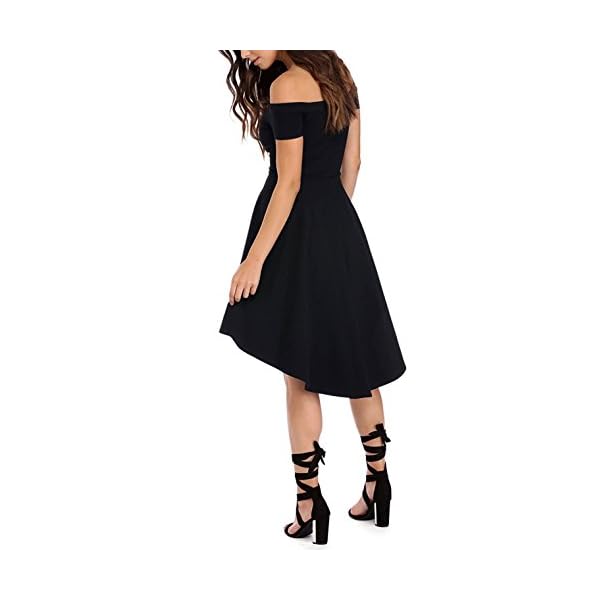Sarin-Mathews-Womens-Off-The-Shoulder-Short-Sleeve-High-Low-Cocktail-Skater-Dress Sarin Mathews Women Off The Shoulder Short Sleeve High Low Cocktail Skater Dress Black L