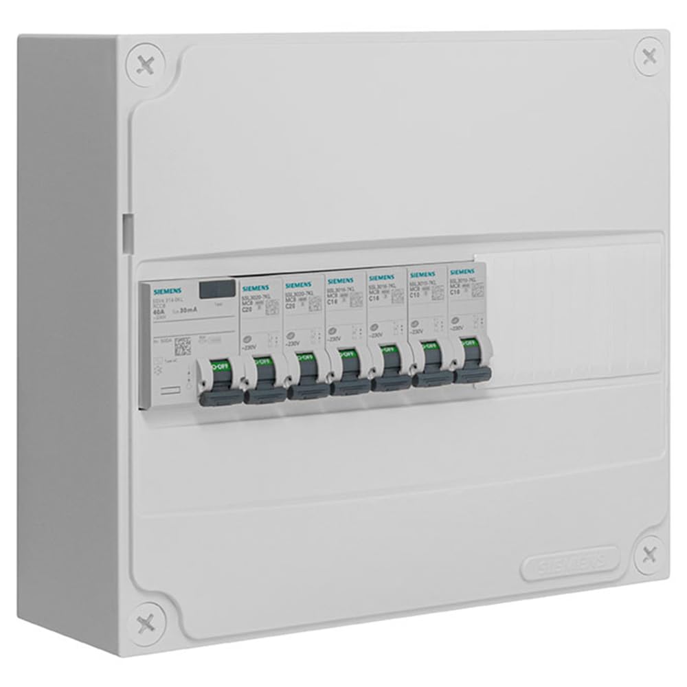 SIEMENS Tableau électrique pré-équipé 1 rangée 13 modules 6 disjoncteurs 1 interrupteur différentiel