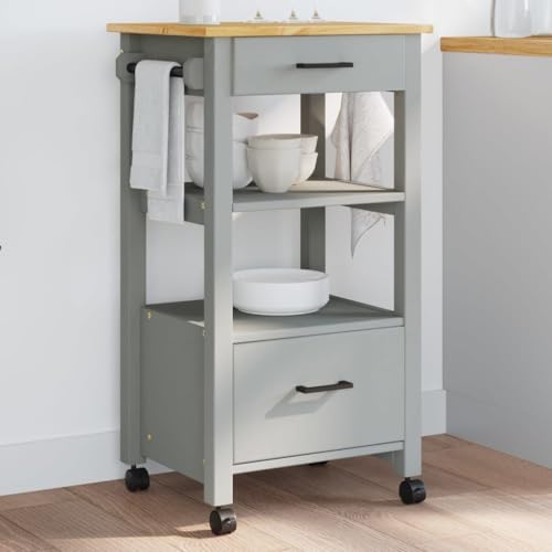 Gecheer Carrito de Cocina Monza Madera Maciza de Pino 48x40x90 cm,Carrito verdulero para Cocina,Carrito Auxiliar Multiuso,Carros de Servicio,RY-4