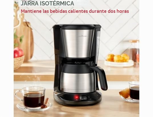 Moulinex Subito, Cafetera Filtro programable con jarra isotérmica, Capacidad de 0,9L, 12tazas, FT5S2DE0