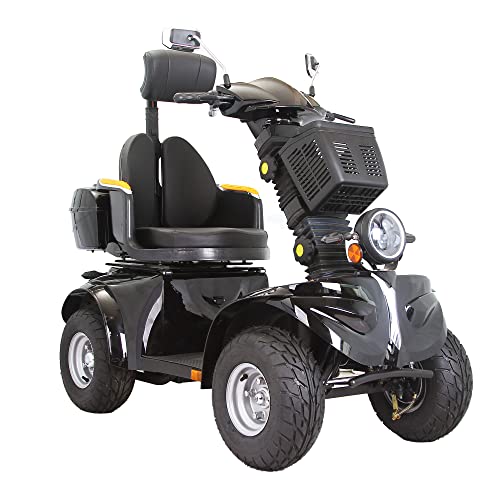 Heavy-Duty 4 Wheel Mobility Scooters Electric Mobility Scooters All Terrain Mobility Scooter Adjustable Seat and Front Handle Fast Handicap Scooters Electric Powered Chair for Seniors & Adults (Black)