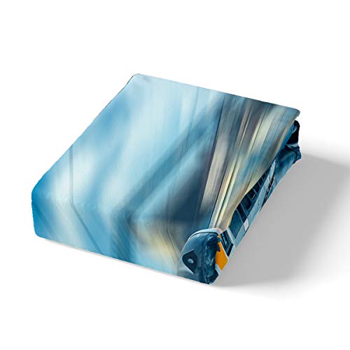 High Speed Rail Print Bedding Motor Car Maglev Train Comforter Cover for Kids Boys Girls Teens Transportation Lightweight Microfiber Duvet Cover Decor 3Pcs Bedclothes Double Size - Image 2