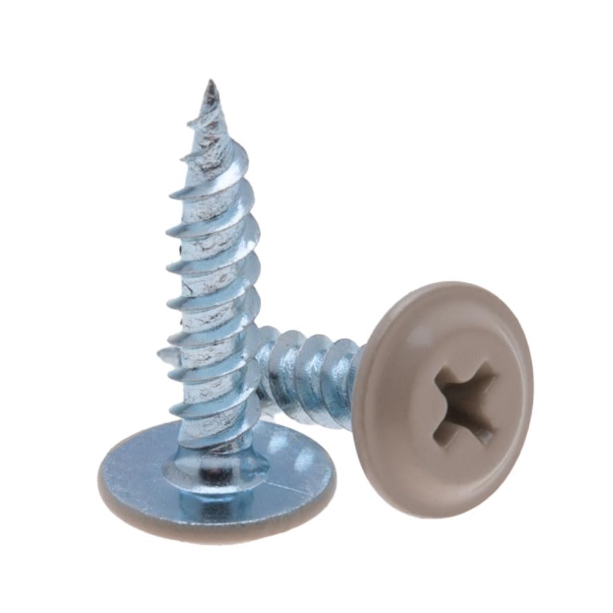 4.2mm x 19mm Self Tapping Phillips Screws for Sheet metal to Wood, Powder-Coated Beige (RAL 1001), Fine Thread, Sharp Tip, Wafer Head Screw, Galvanized, Indoor & Outdoor Use, 250 pcs - Image 2