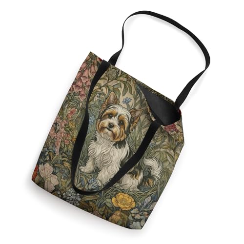 Bolso tipo tote con diseño de un Biewer Terrier dulce en un jardín inglés antiguo miniatura 2