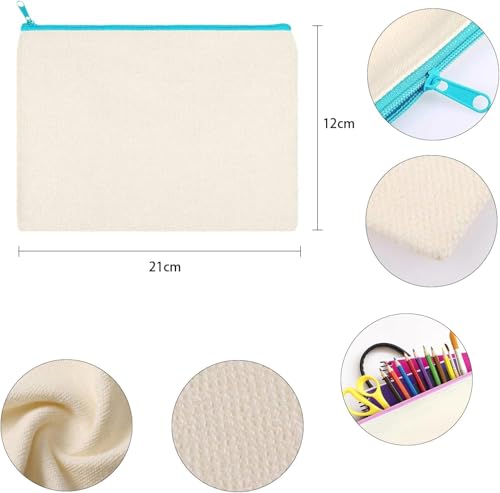 SIMEIXI Astuccio In Tela Bianco, Astuccio Da 10 Pezzi Per Dipingere, Astuccio Per Matite Vuoto Fai Da Te, Borsa Cosmetica In Tela,Adatto Per La Scuola Dell'ufficio Viaggi, 21 X 12 CM