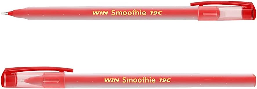 WIN Smoothie Ball Pen | 0.7mm Tip Size | Firm Grip For Comfortable Writing | Fluorescent, Lightweight & Colourful Body Design | Use & Throw Ball Pen | Red Ink, Set Of 20 Ball Pen x Pack Of 4
