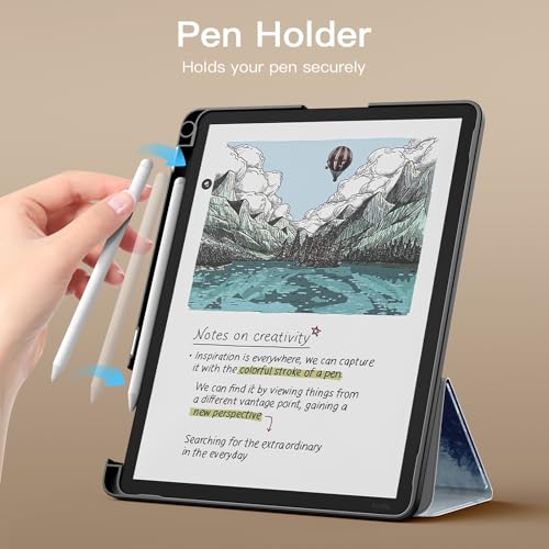 Image of MoKo Stand Case for 11 inch Kindle Scribe (3rd Generation -2025) & Kindle Scribe Colorsoft (1st Generation 2025) - Premium Leather Trifold Stand Cover with Pen Holder, Auto Sleep /Wake, Gray Forest