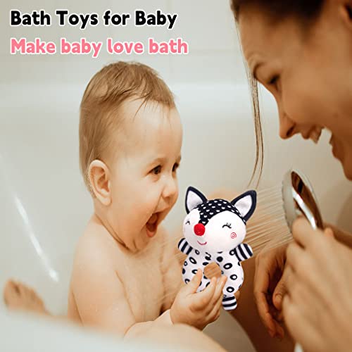 Newborn Hanging Rattles Toys 0-3 Months, High Contrast Black And White Elephant Fox Plush Rattle Toy Infant Stroller Toys Baby Rattle Toys 0 3 6 12 Months, 2Pcs (Multi) #TOP4