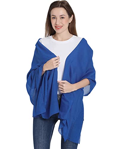 Missshorthair Womens Solid Color Scarfs Long Lightweight Scarf For Women Royal Blue Large Sheer Wrap Shawl #TOP3