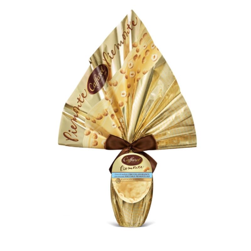 Caffarel Uovo di Cioccolato Bianco Piemonte con Nocciole I.G.P. e Mandorle Salate, Confezione Regalo, 380 g