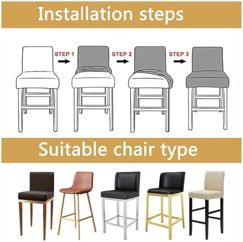 Stretch Bar Stool Covers, Pub Chair Slipcovers with Backrest, High-Durability Stretch Fit (4-Pack) for Easy Care & Stylish Protection