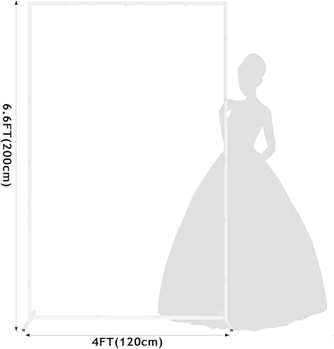 Miniatura 2 de Arcos de boda blancos de 6.6 pies x 4 pies para ceremonia, kit de soporte de arco de globos de metal rectangular, marco de arco cuadrado floral