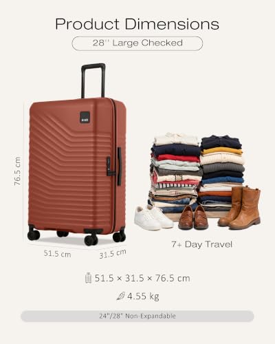 Image of Coolife Luggage, Lightweight PC Hardside Suitcase, Checked-Large 28-Inch