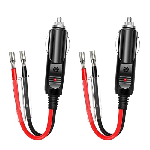 12V Car Plug - 2 PCS Cigarette Lighter Male Plug Cigar Female Socket Plug with Lead and Wiring, Cigar Plug Charger Cable for Motorcycle, Car, Tractor