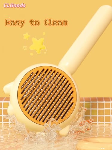 Image of Pet Grooming Comb with One-Button De-Shedding, Pet Dematting Comb,Dogs Cats Comb, Pet Hair Cleaner Brush (Yellow), blue
