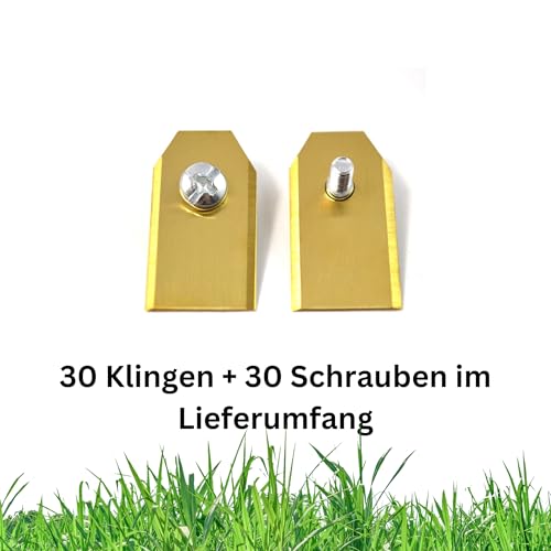 30 x Klingen Ersatzmesser + Schrauben, Ersatzklingen kompatibel mit Segway Navimow Mähroboter für langen, scharfen Schnitt (30er Set Klingen) - titancarbit beschichtet