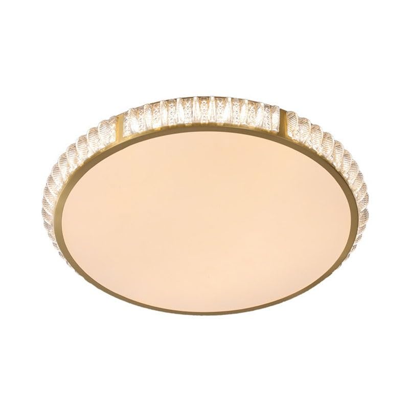 Lampe de plafond encastrée LED dorée 3 couleurs en acrylique rond pour salon
