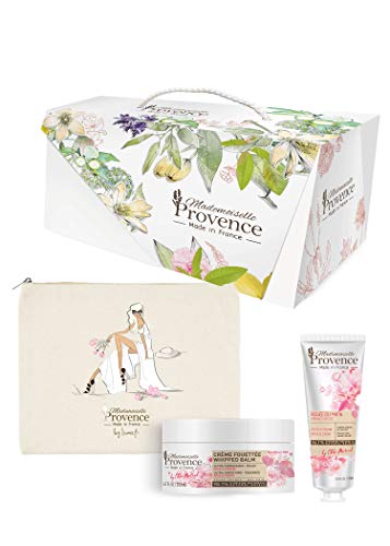 Product Image of the Mademoiselle Provence Deluxe Rose Gift Set with Shea Butter Moisturizing Hand Cream| Nourishing Whipped Body Cream | Elegant Make Up Bag | Organic Roses and Peony Fragranced Gifts from France