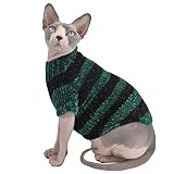 Sphynx Cat Clothes Super Soft Winter Warm Turtleneck Sweater Coat for Cats Pajamas for Cats and Small Dogs Apparel, Hairless cat Shirts Sweaters (Small (Pack of 1), Deep Green)
