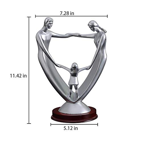 Olpchee Resin Family Figurines Art Abstract Family Sculpture of Three Romantic Statues Sculptures Home Decor for Wedding Gift Silver (Girl) - Thumbnail 2