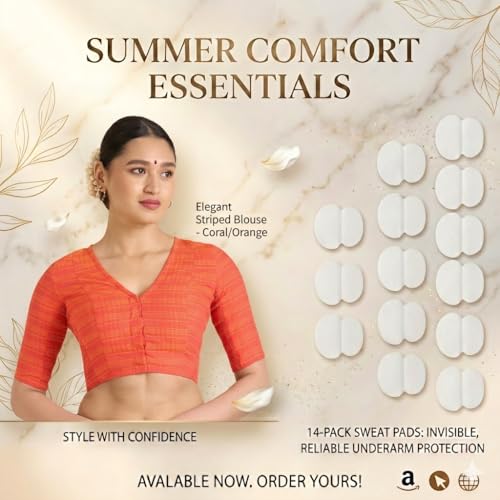Image of Studio Shringaar Women Cotton Half Sleeve Madras Checks Saree Blouse with Stretchable Sides