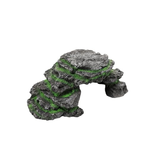 Figoday 爬虫類アクセサリーセット カメ浮島 隠れ家 岩 餌皿 爬虫類 両生類 水槽 レイアウト 観賞用 リビング オフィス 卓上 レジャー 自然 造景 安全 ナチュラル 軽量 おしゃれ ギフト (c)