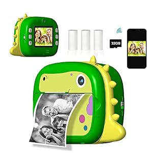 Gemgucar Kids WiFi Instant Print Camera Digital Camera with Dual Camera Lens Zero Ink 1080p Video Kids Toy 12MP Selfie…
