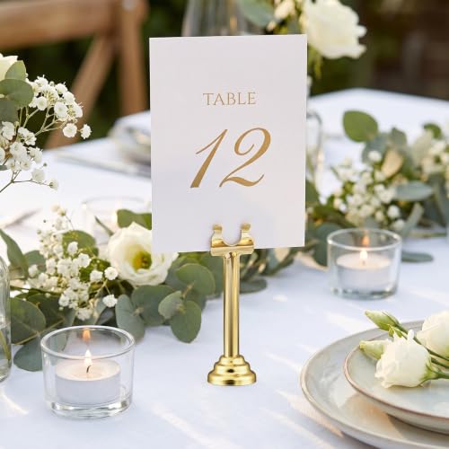 Image of 24 Pcs Gold Metal Table Number Holders 3.15 Inch Wedding Place Card Holders Bulk Harp Clip Table Sign Stands Card Holder for Memo Notes Menu Wedding Restaurant Birthday Decor