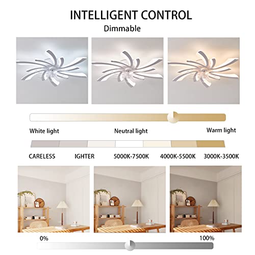Ventilateur de plafond avec lumières et télécommande APP à 6 vitesses