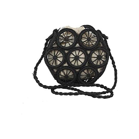 Ladies woven messenger bag; Ladies woven shoulder bag; mesh woven shopping bag with detachable lining-Black Cover