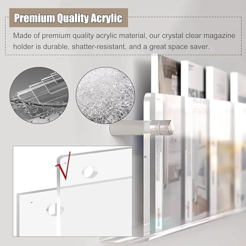 Wall Mounted Clear Acrylic Magazine Holder - 39.4" Brochure Display Rack for Office & Living Room - Stylish, Space-Saving nizer