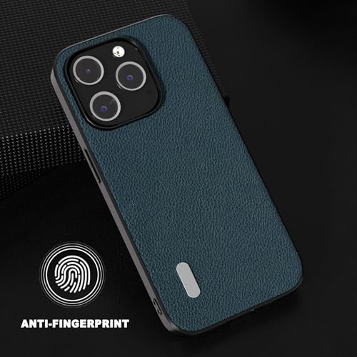 Funda para iPhone 15 Plus HAZARA de cuero PU verde con parachoques TPU 3