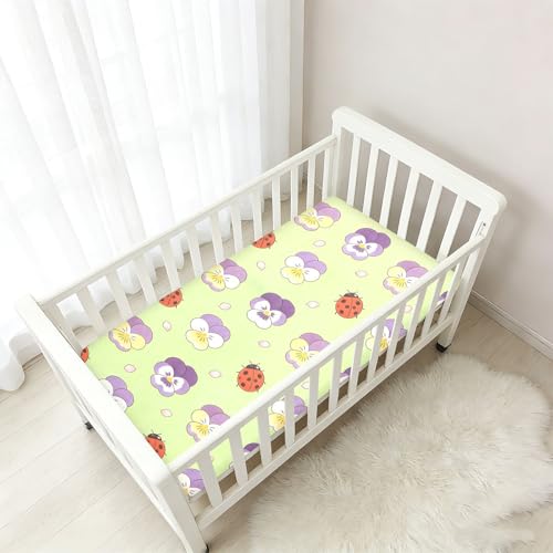 Drap de berceau coton extensible doux anti-plis pour lit bébé animaux et fleurs - 7