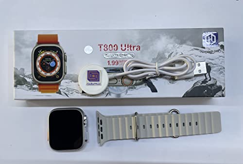 Image of Cubonic Hiwatch Pro T800 Ultra 1.9inch Full Touch Display Magnetic Charging Smartwatch (Silver Dial, Grey Strap)