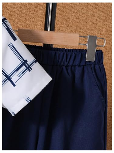 Image of VIPWOLF Boy's 2 Piece Outfits Graphic Short Sleeve Button Down Shirt and Elastic Waist Jogger Pants