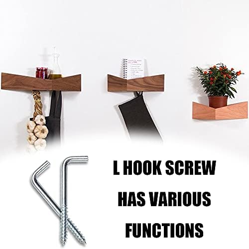 10 Pcs L Hook Screws Square Hooks Screw Metal 7-Shaped Screw for Hard Wall Hanger Hook Sets