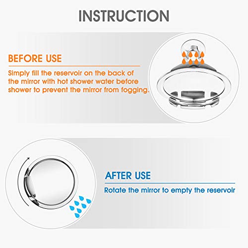 Gotofine Fogless Shower Mirror with Advanced Locking Suction, Shatterproof Fog Free Shaving Mirror, 360 Degree Rotation for Easy Shaving Viewing, No Fog