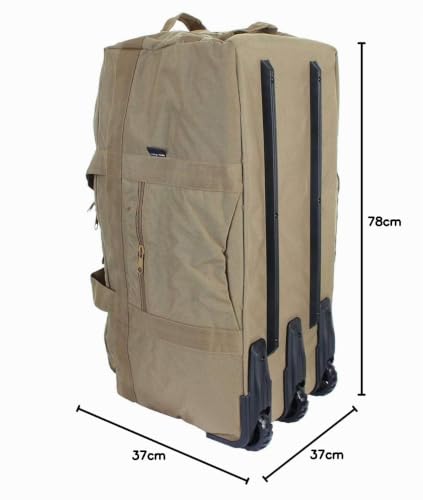 Mil-Tec Kampftrageseesack mit Rollen (118L Volumen) • Große Reisetasche mit 3 Rollen & Rucksackfunktion • Ideal als Rucksack Trolley, Seesack, Einsatztasche, Camping- oder Sporttasche • Coyote