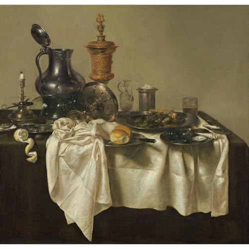 Impression giclée roulée toile Nature morte carafe étain tasse dorée