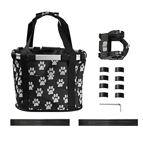 ACAGALA Bike Detachable Basket Bicycle Front Pet Bag Canvas Front Bag Aluminum Alloy Frame Pet Basket