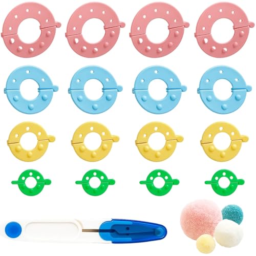 Pompom Maker Set 17 Stück Pompom Maker Set 4 Größen Fluff Ball Weaver Nadel Pompoms Handwerk Schere Pom Pom Maker Wiederverwendbar Ideal Für Kreative Projekte DIY Und Handarbeiten