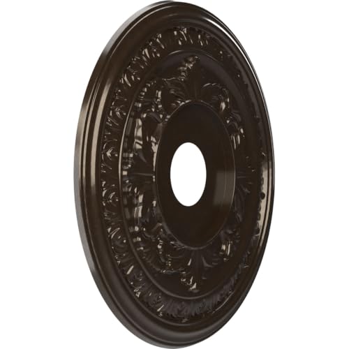 Image of Ekena Millwork CMP19BAERU Baltimore Thermoformed PVC Ceiling Medallion (Fits Canopies up to 7 3 /4 inch), 19 inchOD x 3 1 /2 inchID x 1 inchP, Universal Metallic Rustic Mist