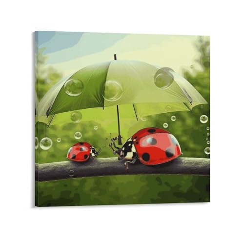 Toile murale abstraite de qualité premium 40x40cm motif coccinelle moderne