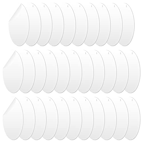 QZDAFFIC 32 stuks acryl sleutelhanger spaties , ornamenten duidelijke acrylcirkels met gat, ronde acryl heldere schijven cirkels voor fotolijst schilderij DIY sleutelhanger en ambachtelijke project (2 mm, 2 inch)