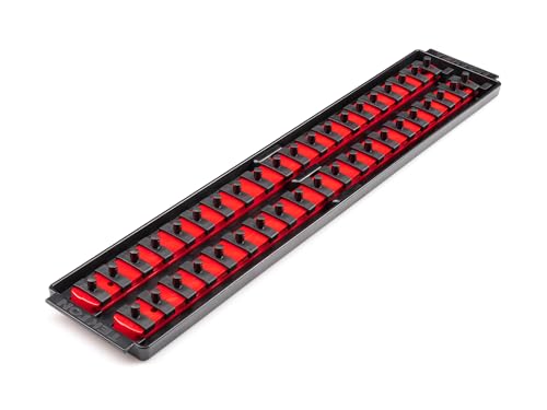 Image of TEKTON 1 /4 Inch Drive 2-Rail Socket Organizer Set, Red (40-Tool) | OST03140 | Made in USA