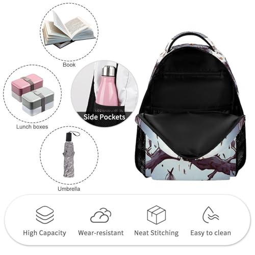 Owl Tree Branches Backpack for Men Women, Durable Small Backpack Casual Lightweight Daypack for Travel Bag3