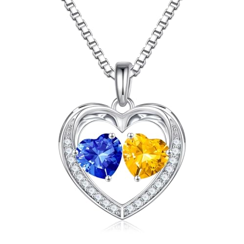 Iefil Birthstone Jewelry for Women - 925 Sterling Silver Birthstone Necklace, Anniversary Birthday Gifts for Women, Jewelry Gifts for Her Wife Mom Daughter