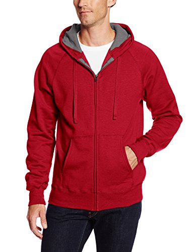 Hanes Men's Full Zip Nano Premium Lightweight Fleece Hoodie, Vintage Red, Medium