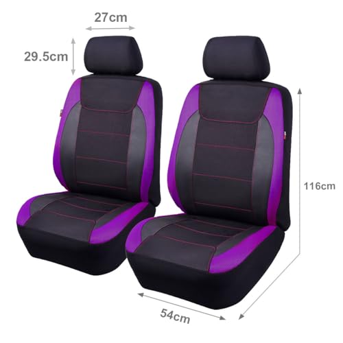 Flying Banner Gabardine Vordersitzbezüge aus Netzstoff Airbag-kompatibel universell für die meisten Autos LKWs Lieferwagen SUVs (Lila)