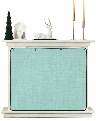 Linen Mint Green Magnetic Fireplace Cover, Fireplace Draft Blocker, Modern
